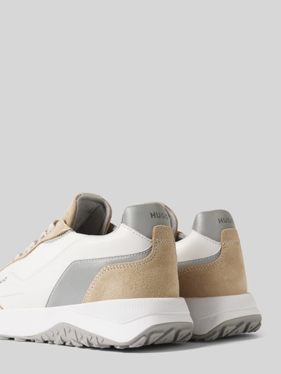 HUGO Leren sneakers met contrastgarnering, model 'Kane' Beige - 2