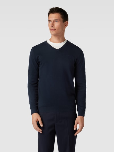 s.Oliver RED LABEL Gebreide pullover met V-hals Marineblauw - 4