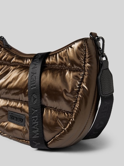 Hey Marly Handtas met doorgestikte naden en labeldetail Donkerbruin - 3