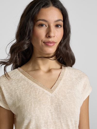 ZABAIONE T-Shirt mit V-Ausschnitt Beige 3