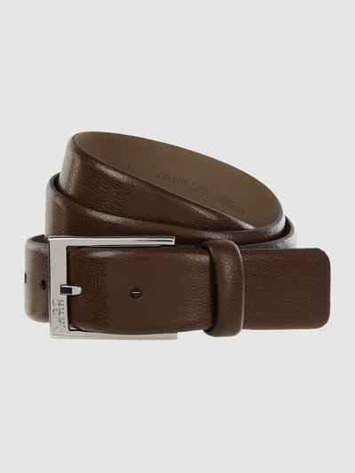 HUGO Leren riem met doornsluiting, model 'Gellot' Donkerbruin - 1