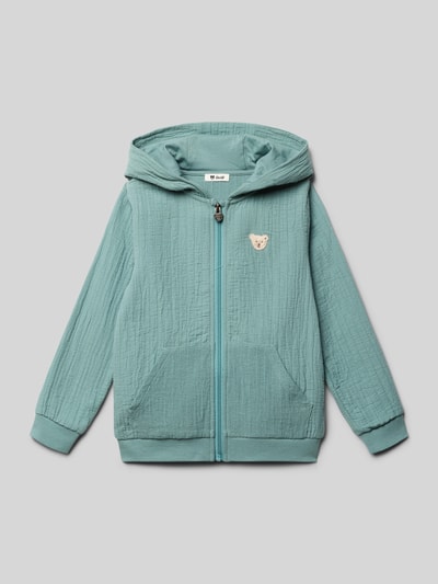 Steiff Sweatjacke mit Label-Stitching Lagune 1