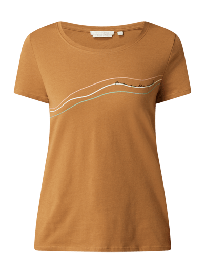 Tom Tailor Denim T-Shirt mit Message-Stickerei  Camel 2