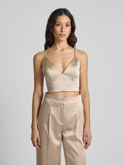 Jake*s Cocktail Slim fit blousetop met V-hals Metallic beige gemêleerd - 4