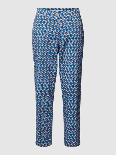 Brax Tapered fit stoffen broek met all-over motief, model 'STYLE.MARA' Blauw - 2