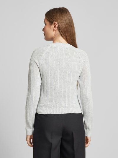 Vero Moda Regular Fit Strickpullover mit Effektgarn-Ripp-Struktur Modell 'VANJA' Silber 5