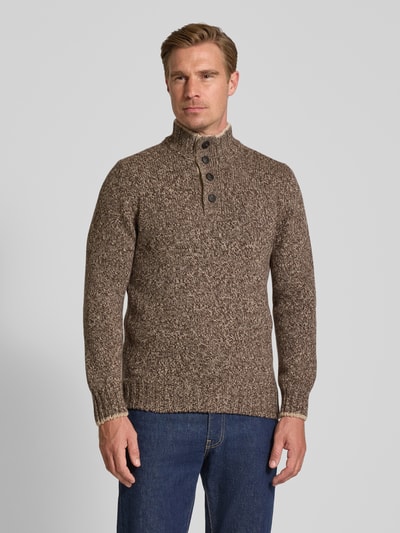 GRAN SASSO Strickpullover aus Schurwolle mit Troyer-Kragen Dunkelbraun 4