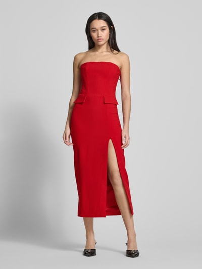 Bardot Cocktailkleid mit Gehschlitz Modell 'NIKKI' Rot 4