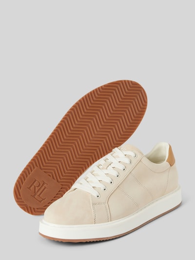 Lauren Ralph Lauren Ledersneaker mit Label-Stitching Modell 'ANGELINE' Beige 4