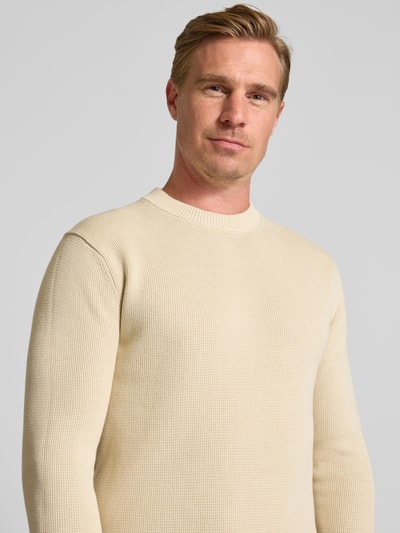 SELECTED HOMME Regular fit gebreide pullover van puur katoen, model 'DANE' Offwhite - 3