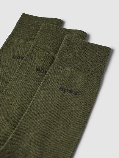 Produktfoto, Socken mit Label-Detail im 3er-Pack von BOSS, bawełniany miks ze stretchu, jednolity kolor, ściągacz, detal z logo