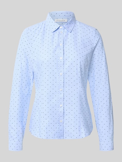 Produktfoto, Hemdbluse aus reiner Baumwolle von Christian Berg Woman, lichtblauw met kleine stippen, getailleerd, overhemdkraag, met lange mouwen