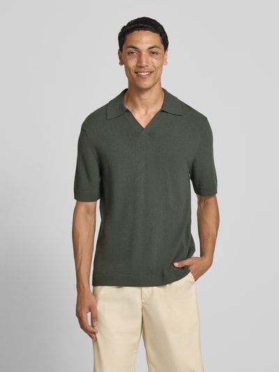 Marc O'Polo DENIM regular fit poloshirt van katoenmix Kaki - 4
