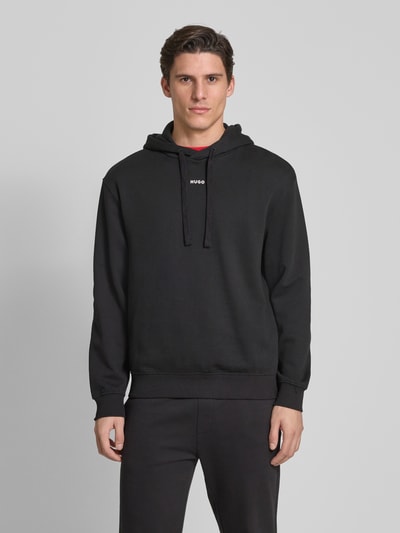 HUGO Hoodie met labeldetail, model 'DapoDayote' Zwart - 4