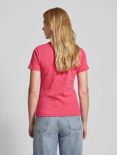 HUGO T-Shirt mit geripptem Rundhalsausschnitt Pink 5