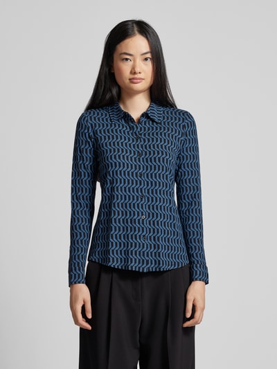 Marc O'Polo Regular fit blouse met lange mouwen en all-over motief Rookblauw - 4