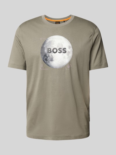 BOSS Orange T-shirt z nadrukowanym motywem i logo model ‘Moon’ Miętowy 2