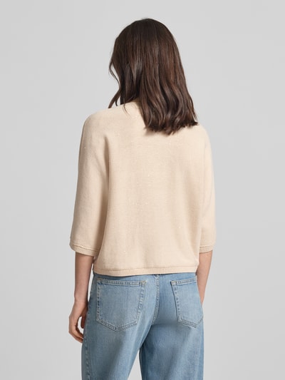 COMMA Regular Fit Pullover in Strick-Optik mit Pailettenbesatz Sand 5