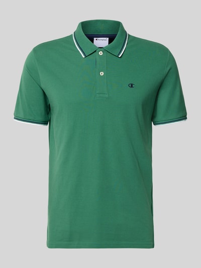 Productfoto, groen Slim Fit Poloshirt met Label-Stitching van CHAMPION, zuiver katoen, knoopsluiting, ruglengte maat M 73 cm