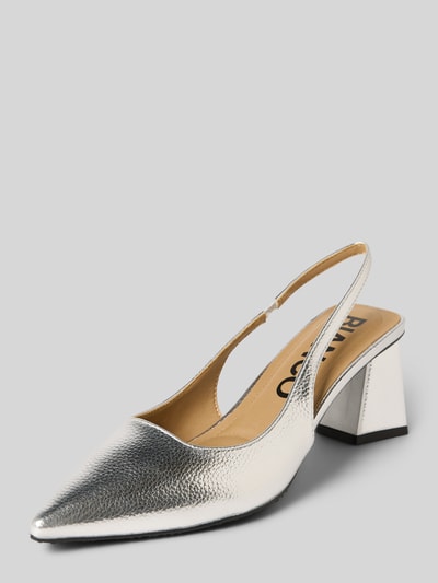Produktfoto, Pumps mit Strukturmuster von BIANCO, fakturowany wzór, krój z wąskim czubkiem, otwarta pięta, gładka podeszwa, wysokość obcasa 6 cm w rozmiarze 40, wysokość cholewki 1 cm, szerokość w rozmiarze 40: 5 cm