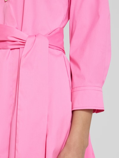 0039 Italy Knielanges Hemdblusenkleid mit Bindegürtel Modell 'JULE' Pink 3