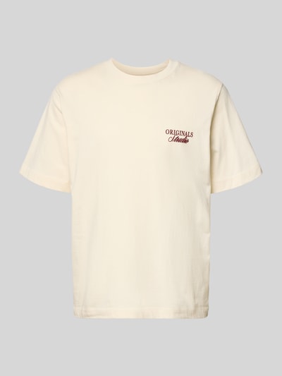 Produktfoto, T-Shirt mit Statement-Print Modell 'NORREBRO' van Jack & Jones, rechte fit, ronde hals, katoen, crèmekleur, maat M ruglengte 68 cm