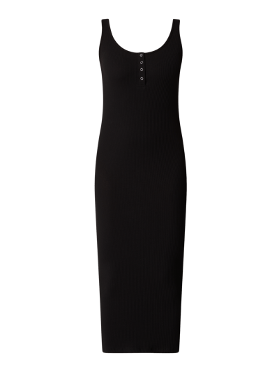 Pieces Midikleid mit Rippenstruktur Modell 'Kitte' Black 2