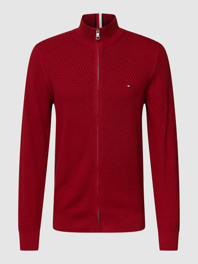 Tommy Hilfiger Sweatjacke mit Label-Stitching Modell 'CROSS STRUCTURE' Rot 2