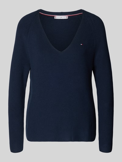 Tommy Hilfiger Sweter z dzianiny o kroju regular fit z czystej bawełny Granatowy 2