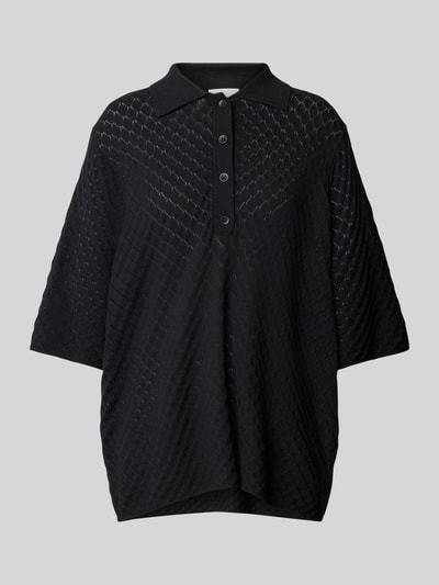 Jake*s Collection Bluzka z dzianiny z kołnierzykiem polo Czarny 2