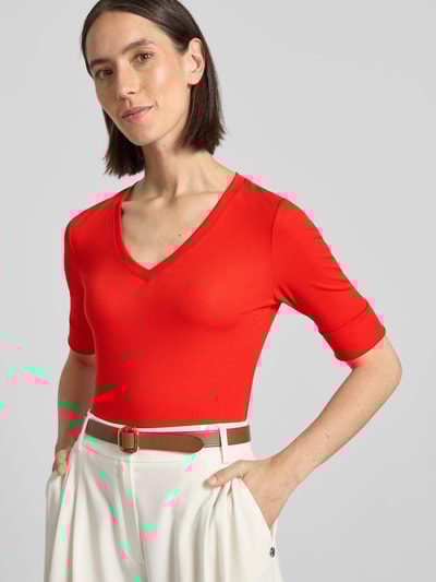 Lauren Ralph Lauren T-Shirt mit V-Ausschnitt Modell 'JUDY' Hellrot Melange 3
