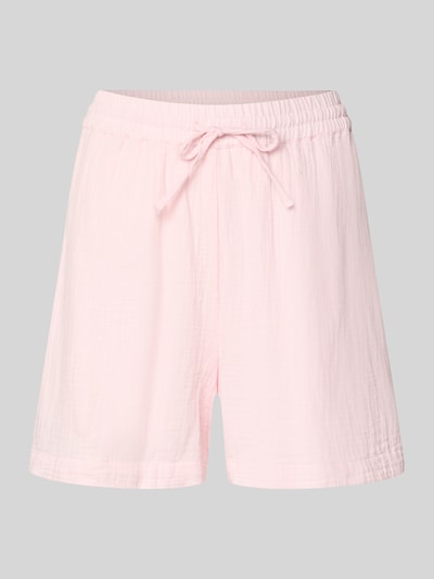 Produktfoto, Comfort Fit Shorts aus reiner Baumwolle Modell 'SASTINA' von Pieces, Optik: Unifarben in zartem Rosa, Musselin-Textur, elastischer Bundabschluss mit Tunnelzug, seitliche Eingrifftaschen, Materialverarbeitung: Musselin, aus reiner Baumwolle.