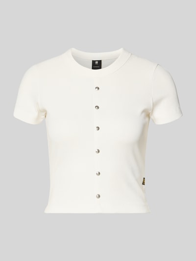 G-Star Raw Cropped T-Shirt mit Knopfleiste Modell 'Heritage' Offwhite 2