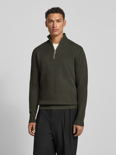 SELECTED HOMME Regular Fit Troyer aus reiner Baumwolle Modell 'DANE' Oliv 4