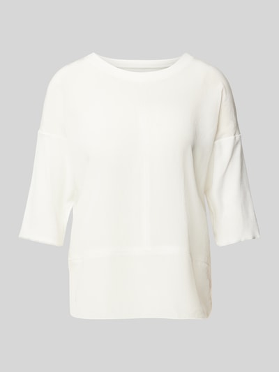 Marc Cain T-shirt met geribde ronde hals Offwhite - 2