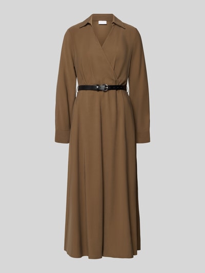 Produktfoto, Midikleid in Wickel-Optik mit Gürtel von Jake*s Collection, mieszanka wiskozy, linia a, wykładany kołnierz, dekolt w serek, pasek, długość tyłu w rozmiarze 36: 128 cm, szerokość w rozmiarze 36: 37 cm, długość rękawów w rozmiarze 36: 62 cm