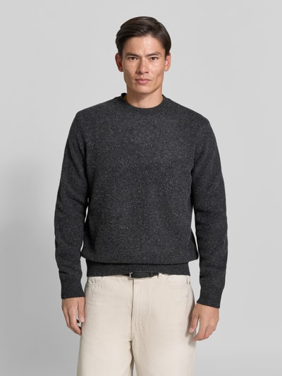 ANNARR Sweter z wełny z prążkowanymi ściągaczami Ciemnoszary 4