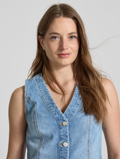 MSCH Copenhagen Jeansweste mit V-Ausschnitt Modell 'Eli Ada' Jeansblau 3