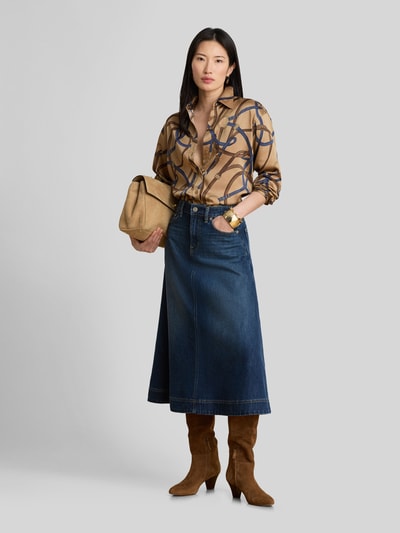 Lauren Ralph Lauren Jeansrock mit Gehschlitz in Denim-Optik Jeansblau 1