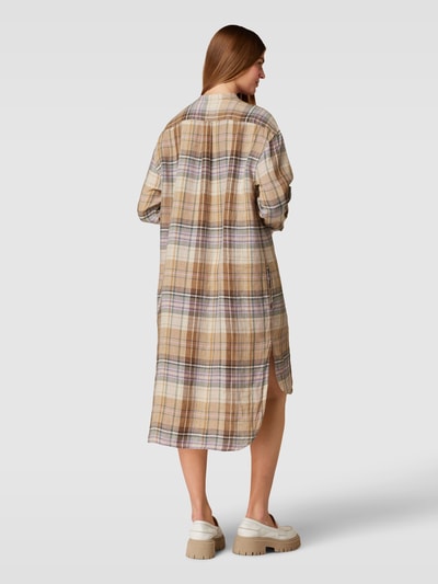 Polo Ralph Lauren Hemdblusenkleid aus reinem Leinen mit Stehkragen Beige 5