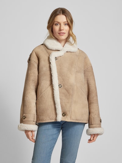 IQ Studio Jacke aus Lammfell mit Ziernähten Modell 'ERMA' Beige 4