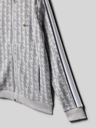 Produktfoto, Regular Fit Sweatjacke aus Baumwoll-Mix von Lacoste, efekt: wzór z logo na całej powierzchni, lampasy, mieszanka bawełny
