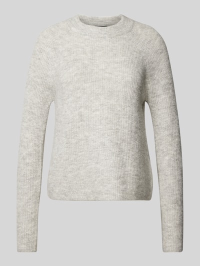 Pieces Regular Fit Strickpullover aus Rippstrick Modell 'ELLEN' Hellgrau Melange 1