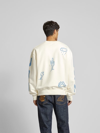 ISNURH Sweatshirt mit gerippten Abschlüssen Offwhite 5