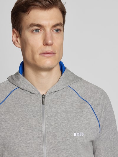 BOSS Sweatjack met labelstitching, model 'Mix&Match' Middengrijs - 3