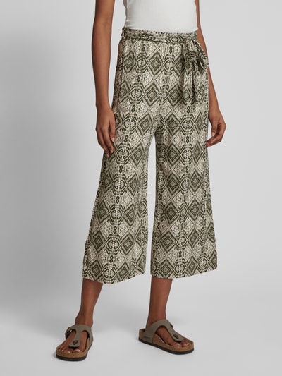 Apricot Wide leg stoffen broek met all-over print Kaki - 4