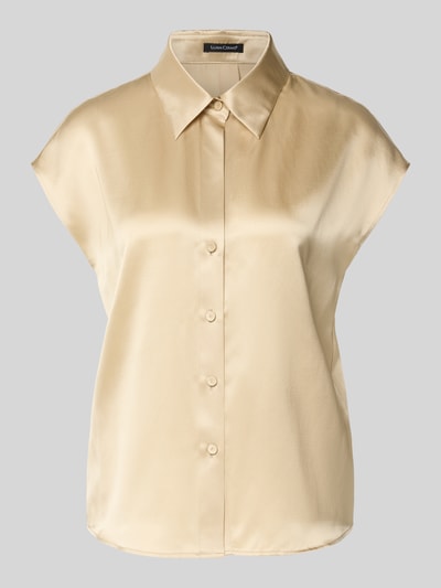 Produktfoto, Regular Fit Bluse aus Seide mit Knopfleiste von Luisa Cerano in Beige, glatte Textur, Hemdblusenkragen, Vorderansicht