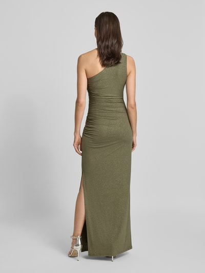 Jake*s Cocktail Schimmerndes Maxikleid mit One-Shoulder-Träger Oliv 5