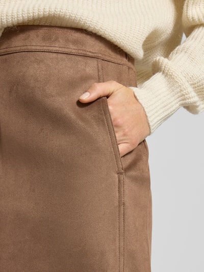 OPUS Minirok in leerlook, model 'Relvina cozy' Middenbruin - 3