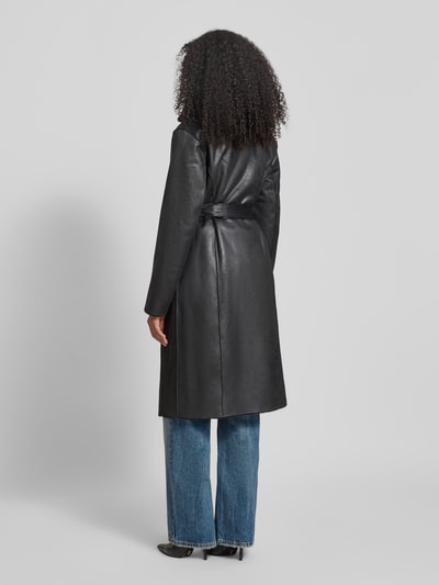 PETITE M. Keerbare lange jas met reverskraag Zwart - 5